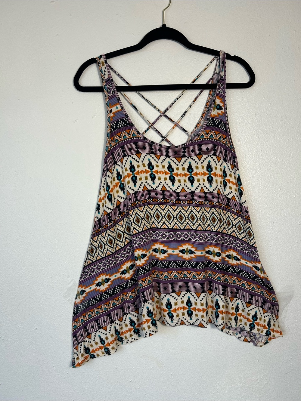 H.I.P. Women's Boho Tank Top Small Geometric Southwestern Aztec Strappy Back - Picture 2 of 8